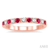 2.2 MM Round Cut Ruby and 1/5 Ctw Round Cut Diamond Precious Band in 14K Rose Gold