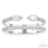1/2 Ctw Split Twin Row 2-Stone Marquise and Round Cut Diamond Fashion Ring in 14K White Gold