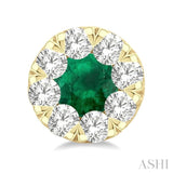 3.3 MM Emerald and 1/2 Ctw Round Cut Diamond Lovebright Precious Stud Earrings in 14K Yellow Gold