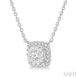 3/4 Ctw Cushion Shape Lovebright Diamond Pendant With Chain in 14K White Gold