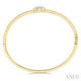 1 Ctw Oval Shape Lovebright Round Cut Diamond Stackable Bangle in 14K Yellow and White Gold