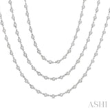 10 Ctw Bezel Set Round Cut Diamond Layered 60-Inch Necklace in 14K White Gold