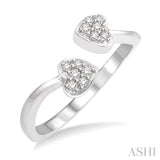 1/10 ctw Heart Accent Open Ended Round Cut Diamond Ladies Ring in 10K White Gold