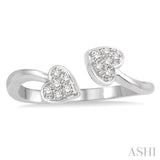 1/10 ctw Heart Accent Open Ended Round Cut Diamond Ladies Ring in 10K White Gold