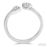 1/10 ctw Heart Accent Open Ended Round Cut Diamond Ladies Ring in 10K White Gold