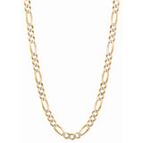 14K Yellow Gold 5.8mm White Pave Figaro 26 Chain with Lobster Lock