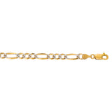 14K Yellow Gold 7mm White Pave Figaro 26 Chain with Lobster Lock
