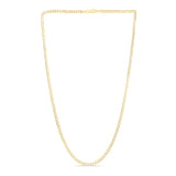 14K Yellow Gold 2.6mm White Pave Curb 16 Chain with Lobster Lock