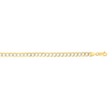14K Yellow Gold 5.7mm White Pave Curb 20 Chain with Lobster Lock