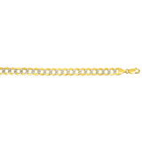 14K Yellow Gold 9.7mm White Pave Curb 24 Chain with Lobster Lock