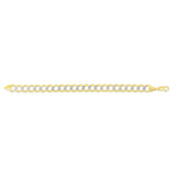 14K Yellow Gold 11.23mm White Pave Curb 26 Chain with Lobster Lock