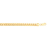 14K Yellow Gold 7mm Semi-Solid Miami Cuban 8.5 Chain Bracelet with Lobster Lock