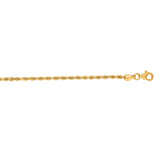 14K Yellow Gold 16 2mm Diamond Cut Royal Rope Chain with Lobster Lock