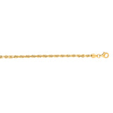 14K Yellow Gold 7 3mm Diamond Cut Royal Rope Chain Bracelet with Lobster Lock