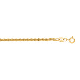 14K Yellow Gold 2mm Lite Rope 16 Chain with Lobster Lock