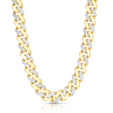 14K Yellow Gold 11.5mm Alternating White Pave Lite Miami Cuban 24 Chain Bracelet