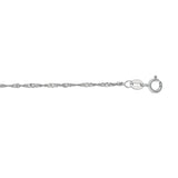 10K White Gold 1.5mm Singapore 10 Chain Anklet with Spring Ring Clasp