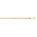 10K Yellow Gold 2.0mm Diamond Cut Lite Rope 24 Chain with Lobster Lock