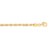 10K Yellow Gold 3.0mm Solid Diamond Cut Royal Rope 7 Chain Bracelet with Lobster Lock