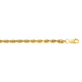 14K Yellow Gold 4mm 22 Diamond Cut Lite Rope Chain with Lobster Clasp