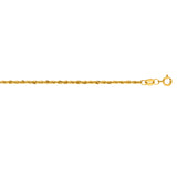 10K Yellow Gold 1.5mm Diamond Cut Lite Rope 22 Chain with Lobster Lock