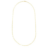 14K Yellow Gold 24 2.8mm Alternating Paperclip Link Chain Necklace with Lobster Lock.