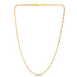 14K Two-tone Gold 4mm Round Pave Franco 22 Chain Necklace with Lobster Clasp
