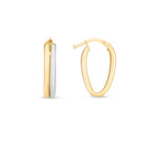 14K Yellow and White Gold Double Oval Hoops with Hinged Clasp