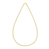 14K Tricolor Gold 18 2.5mm Pave Valentino Chain Necklace with Lobster Clasp