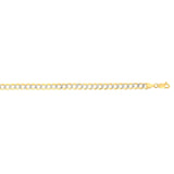 14K Yellow Gold 4.6mm White Pave Curb 7 Chain Bracelet with Lobster Lock