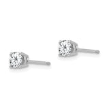 14k White Gold 4mm Round Cubic Zirconia Post Earrings