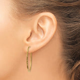 14k 1.2x30mm Satin Diamond-cut Endless Tube Hoop Earrings