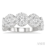 2 Ctw 5-Stone Lovebright Round Cut Diamond Ring in 14K White Gold