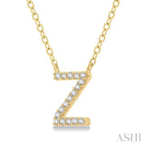 1/20 Ctw Initial 'Z' Round Cut Diamond Pendant With Chain in 10K Yellow Gold