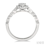 1/3 Ctw Lattice Pear Shape Lovebright Round Cut Diamond Engagement Ring in 14K White Gold