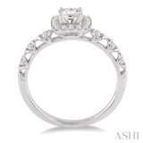 1/2 Ctw Diamond Engagement Ring with 1/4 Ct Princess Cut Center Stone in 14K White Gold