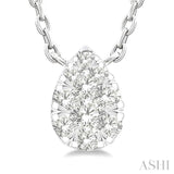 1/10 Ctw Lovebright Petite Pear Shape Round Cut Diamond Fashion Pendant With Chain in 10K Yellow and White Gold