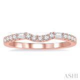 1/4 Ctw Arched Center Baguette and Round Cut Diamond Wedding Band in 14K Rose Gold