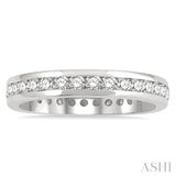 1 Ctw Channel Round Cut Diamond Eternity Wedding Band in 14K White Gold