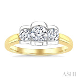 3/4 Ctw 3-Stone Round Cut Diamond Fashion Ring in 14K Yellow and White Gold
