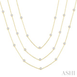 7 Ctw Bezel Set Round Cut Diamond 60-Inch Long Station Necklace in 14K Yellow Gold