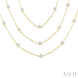 7 Ctw Bezel Set Round Cut Diamond 60-Inch Long Station Necklace in 14K Yellow Gold