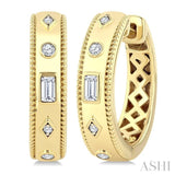 1/6 Ctw Mixed Bezel Shape Baguette and Round Cut Diamond Fashion Huggies in 14K Yellow Gold