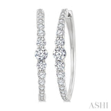 1 1/2 Ctw Graduated Round Cut Diamond Riviera Hoop Earrings in 14K White Gold