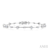1 1/5 Ctw Mixed Diamond Cut Bar Link Bracelet in 14K White Gold