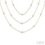 5 Ctw Bezel Set Round Cut Diamond 60-Inch Long Station Necklace in 14K Yellow Gold
