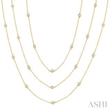 2 Ctw Bezel Set Round Cut Diamond 60-Inch Long Station Necklace in 14K Yellow Gold