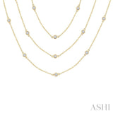 2 Ctw Bezel Set Round Cut Diamond 60-Inch Long Station Necklace in 14K Yellow Gold