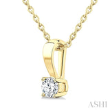1/10 Ctw Prong Set Round Cut Diamond Solitaire Pendant With Chain in 14K Yellow Gold