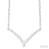 1/8 Ctw Chevron Round Cut Petite Diamond Necklace in 10K White Gold